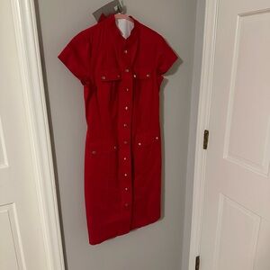 Gorgeous, Calvin Klein Red Button-Up Shirt Dress
